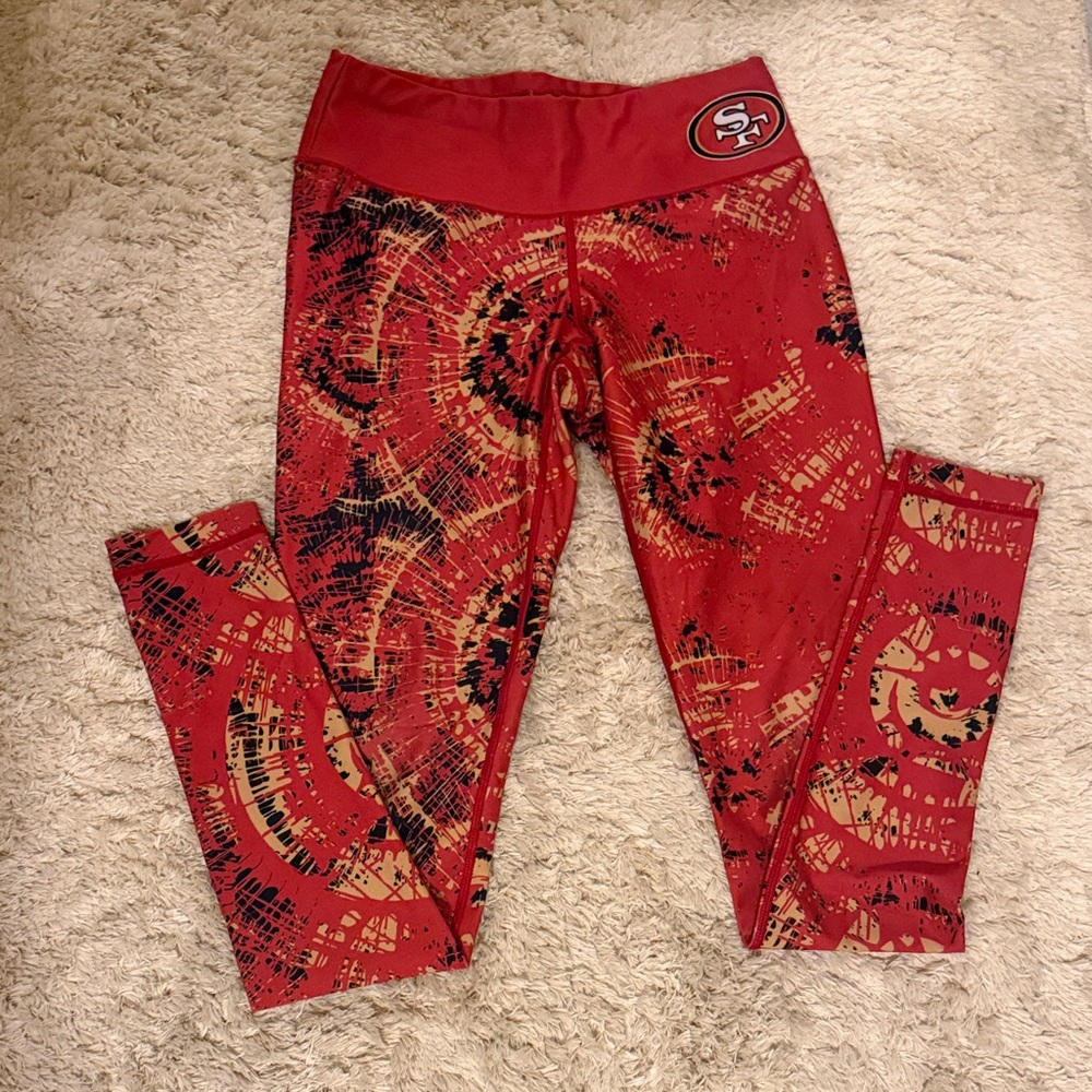 Women's Red Team Logo Athletic Leggings with Graphic Print